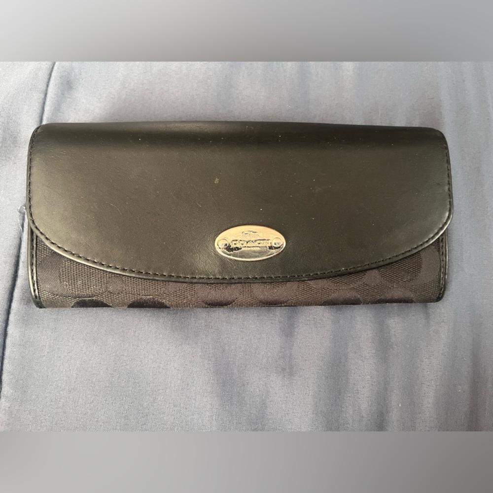 GUC COACH Canvas & Leather Black Wallet